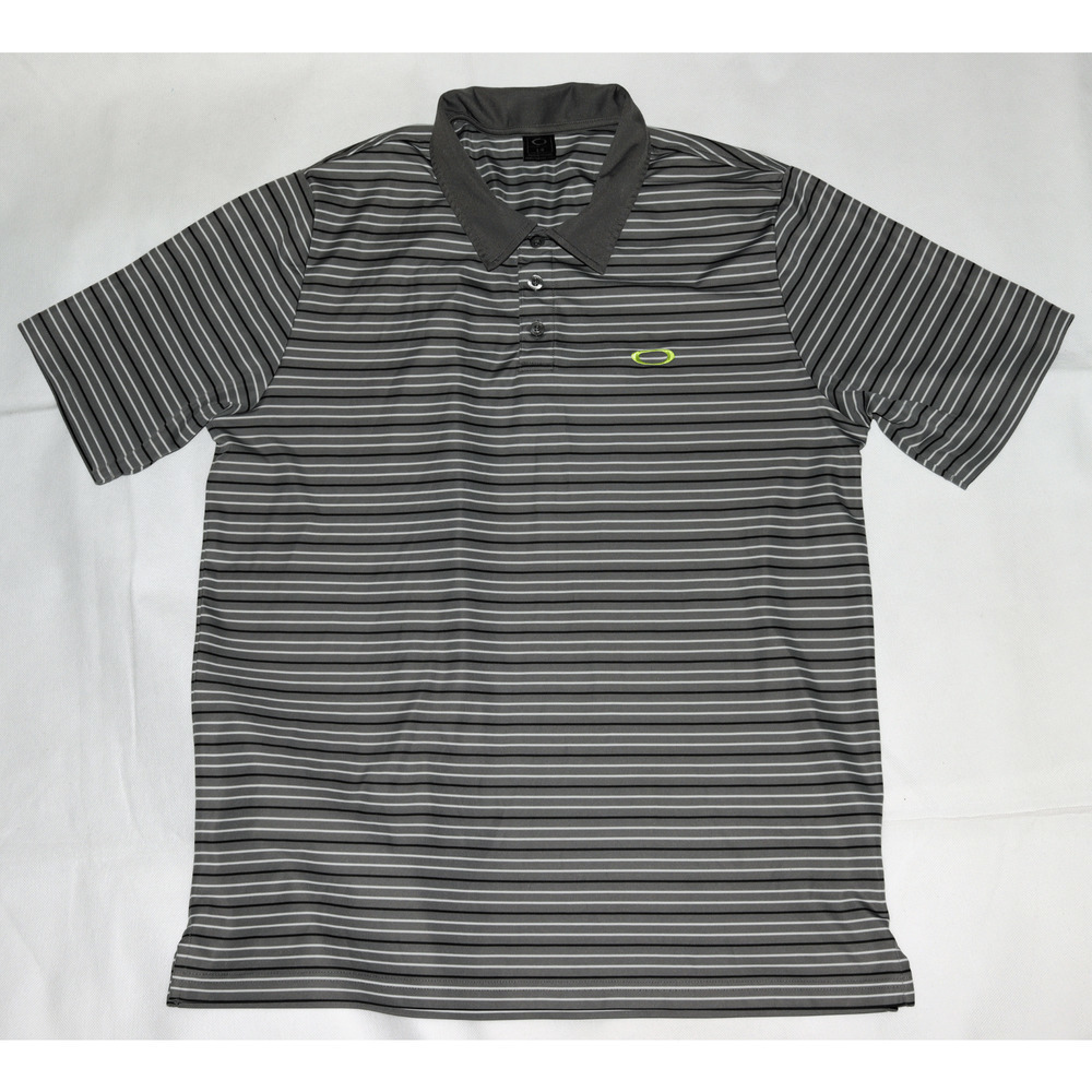 SOLD‎ Oakley Men's Short Sleeve Golf Polo Striped Shirt Size Large